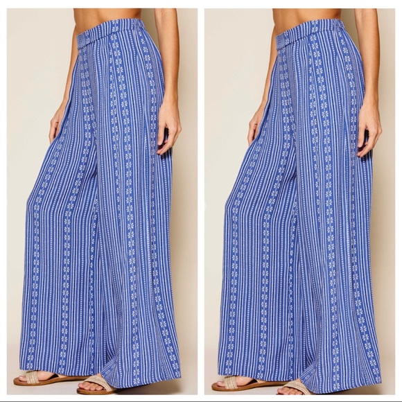 Rachel Wide Leg Floral Stripe Pants - Picture 3 of 4